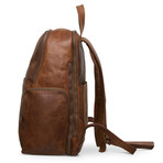 Minelli Expandable Leather Backpack // Saddle Brown