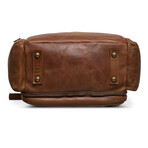 Minelli Expandable Leather Backpack // Saddle Brown