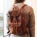 City Leather Backpack 13" // Distressed Brown