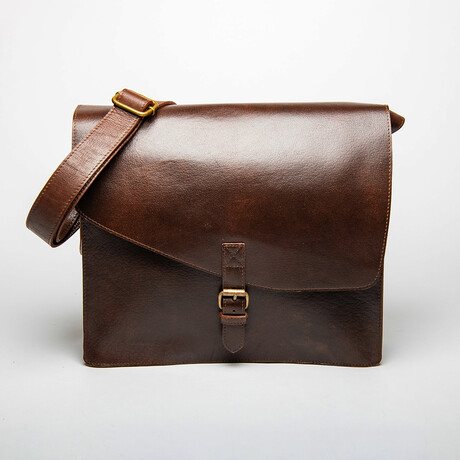 Leather Messenger Laptop Bag 14" // Antique Brown