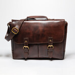 Coarse Leather Messenger Bag 16" // Antique Brown