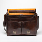 Coarse Leather Messenger Bag 16" // Antique Brown