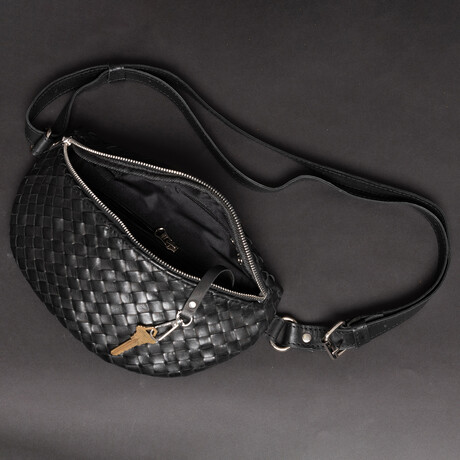 Nexus Woven Leather Belt Bag // Woven Black