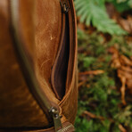 Minelli Expandable Leather Backpack // Saddle Brown