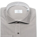 Striped Slim-Fit Long Sleeve Button Up Shirt // Brown + White (XL)