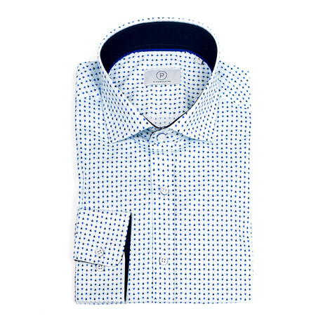 Triangles Motif Slim-Fit Long Sleeve Button Up Shirt // Light Blue (S)