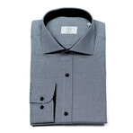 Nailshead Slim-Fit Long Sleeve Button Up Shirt // White + Black (M)