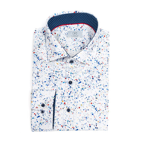 Splatter Slim-Fit Long Sleeve Button Up Shirt // Multicolor (S)