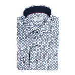 Mavy Floral Slim-Fit Long Sleeve Button Up Shirt // Light Blue + Navy Blue (3XL)