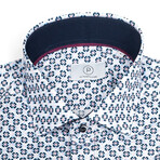 Mavy Floral Slim-Fit Long Sleeve Button Up Shirt // Light Blue + Navy Blue (3XL)