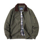 Neck Detail Bomber Jacket // Army Green (S)