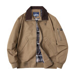 Neck Detail Bomber Jacket // Camel (2XL)