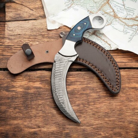 Damascus Karambit Knife // Steelo Blue