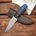 Damascus Skinner Knife // Blue Dollar