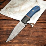 Damascus Skinner Knife // Blue Dollar