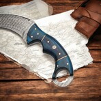 Damascus Karambit Knife // Blue Dollar