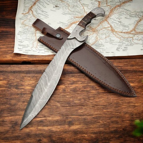 Damascus Machete // Rose Wood