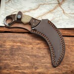 Damascus Karambit Knife // Camel Bone