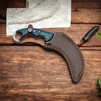 Damascus Karambit Knife // Blue Dollar