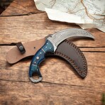 Damascus Karambit Knife // Blue Dollar