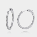 18K White Gold Diamond Hoop Earrings // New