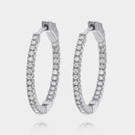 18K White Gold Diamond Hoop Earrings // New