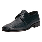 L43 // Patent Leather Lizard Print Oxford Shoes // Navy Blue (US: 10)