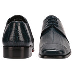 L43 // Patent Leather Lizard Print Oxford Shoes // Navy Blue (US: 11)