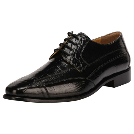 1107 // Patent Leather Croc Print Oxford Shoes // Black (US: 7)