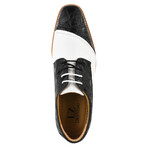 Lucky // Leather Textured Oxford Shoes // Black + White (US: 9)