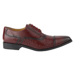 Raymond // Leather Ostrich Print Oxford Shoes // Burgundy (US: 11)