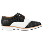 Lucky // Leather Textured Oxford Shoes // Black + White (US: 10)