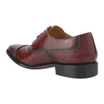 Raymond // Leather Ostrich Print Oxford Shoes // Burgundy (US: 10.5)