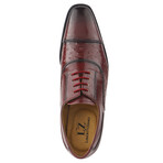 Raymond // Leather Ostrich Print Oxford Shoes // Burgundy (US: 9.5)