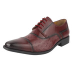 Raymond // Leather Ostrich Print Oxford Shoes // Burgundy (US: 9)