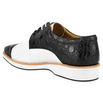 Lucky // Leather Textured Oxford Shoes // Black + White (US: 10.5)