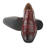 Raymond // Leather Ostrich Print Oxford Shoes // Burgundy (US: 9)