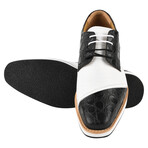 Lucky // Leather Textured Oxford Shoes // Black + White (US: 10)