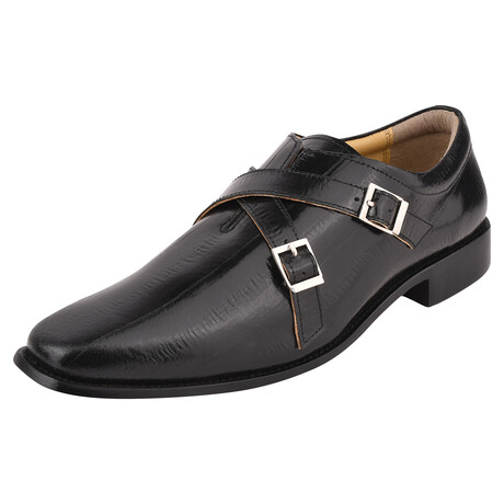 Donna // Leather Double Strap Monk Shoes // Black (US: 7)