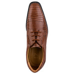 Jostin // Leather Lizard Print Oxford Shoes // Brown (US: 8.5)