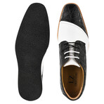 Lucky // Leather Textured Oxford Shoes // Black + White (US: 11)