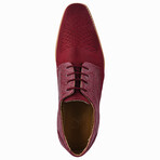 Gutta // Leather & Textile Lizard Print Derby Shoes // Burgundy (US: 9.5)