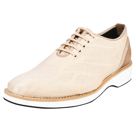 Lava //Textile & Suede Leather Derby Shoes // Beige (US: 7)