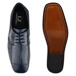 L43 // Patent Leather Lizard Print Oxford Shoes // Navy Blue (US: 8.5)