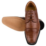 Jostin // Leather Lizard Print Oxford Shoes // Brown (US: 10)