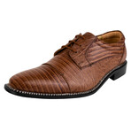 Jostin // Leather Lizard Print Oxford Shoes // Brown (US: 8.5)