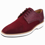 Gutta // Leather & Textile Lizard Print Derby Shoes // Burgundy (US: 9.5)