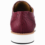 Gutta // Leather & Textile Lizard Print Derby Shoes // Burgundy (US: 9.5)