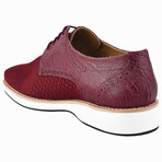 Gutta // Leather & Textile Lizard Print Derby Shoes // Burgundy (US: 9.5)