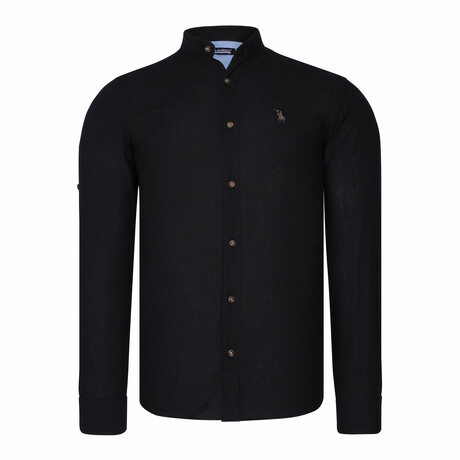 Mock Neck Button-Up // Black (S)